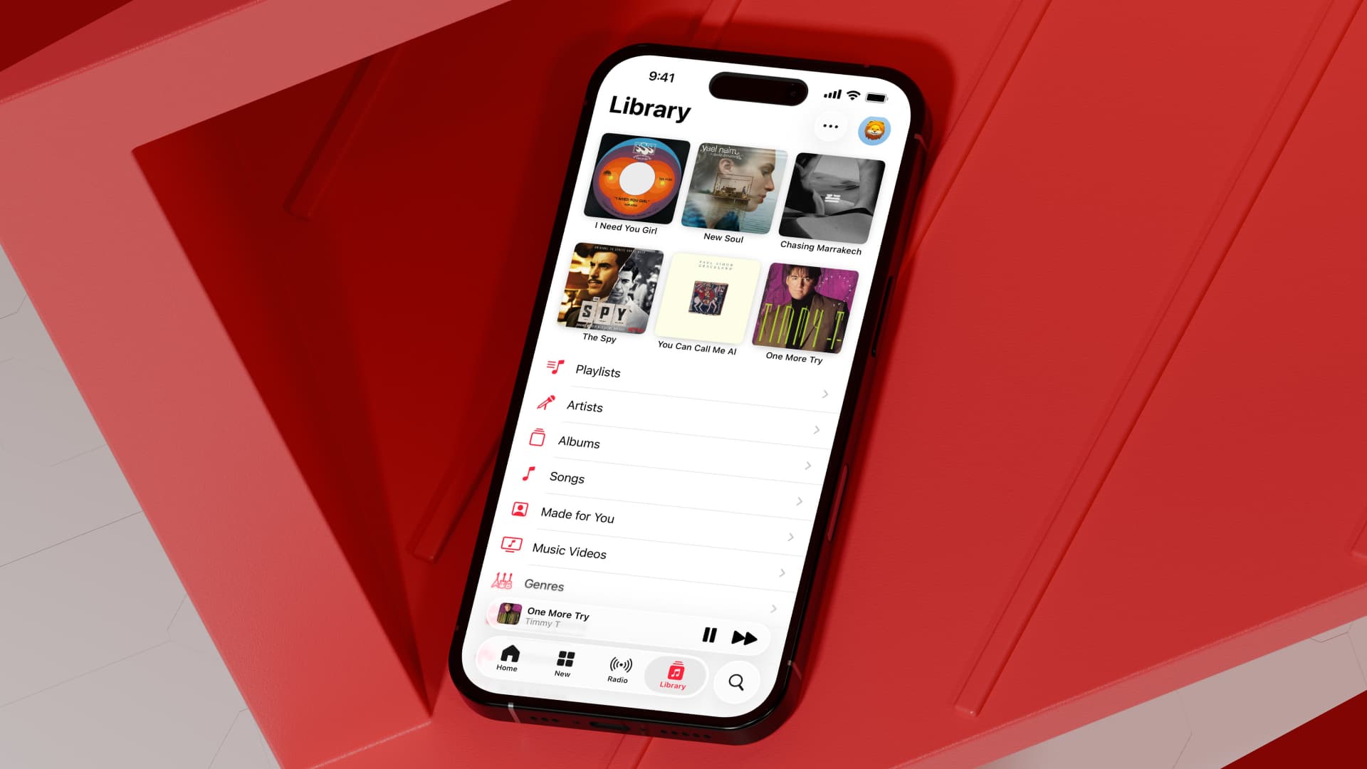 Apple Music on iPhone showing pinned items at the top