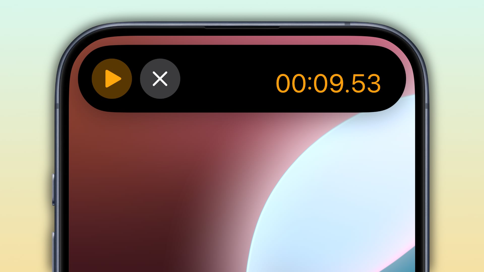 Erweiterte Stoppuhrsteuerung auf der dynamischen Insel des iPhone.