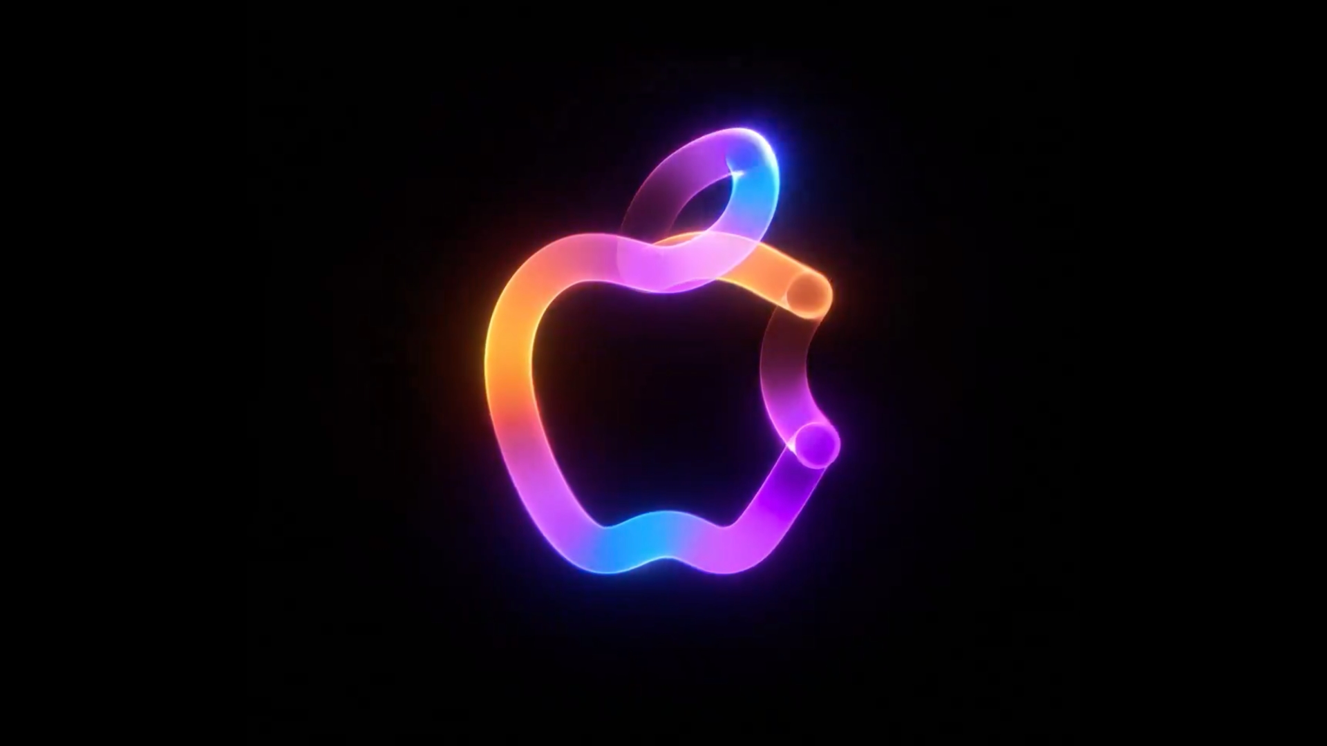 Buntes Apple -Logo, vor einem soliden schwarzen Hintergrund gesetzt.