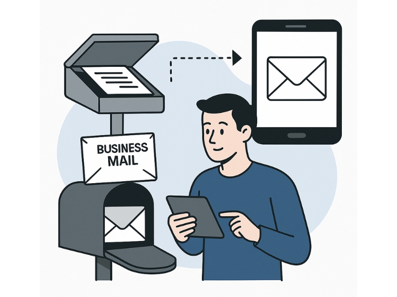 Business Mail wird von einem virtuellen Postfachdienst gescannt und digital gesendet