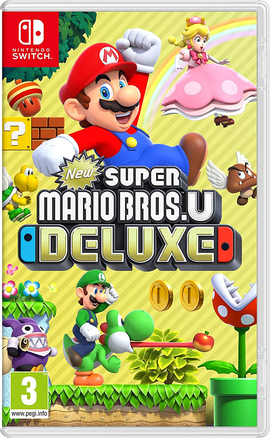 Super Mario Bros. U Deluxe Cover -Kunstwerk für Nintendo Switch.