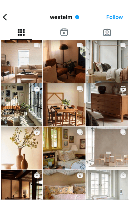 Instagramm-Seiten von West Elm