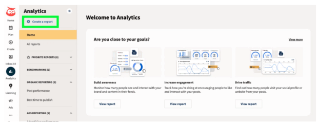 Hootsuite Analytics crea un report