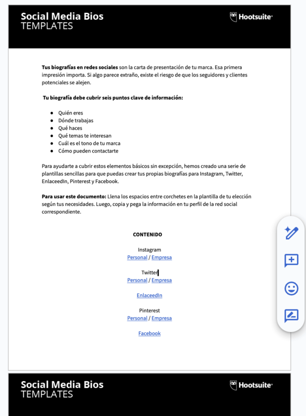Vista Previa de la Plantilla de Biografías para redet soziale