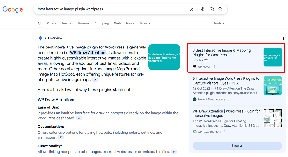 Seite der Google -Suchergebnisse für den Suchbegriff