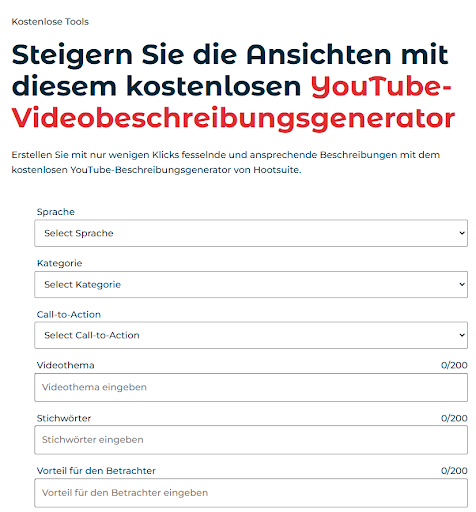YouTube Videbeschreibungsgenerator