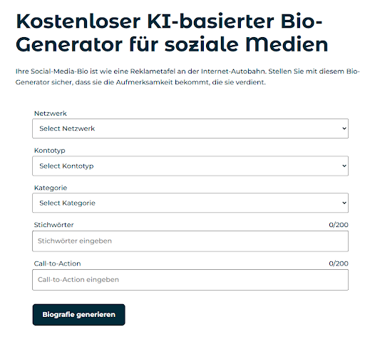 Der Social-Media-Bio-Generator ist ein Kostenlosen Ki-Konvertes-Werkzeug von Hootsuite