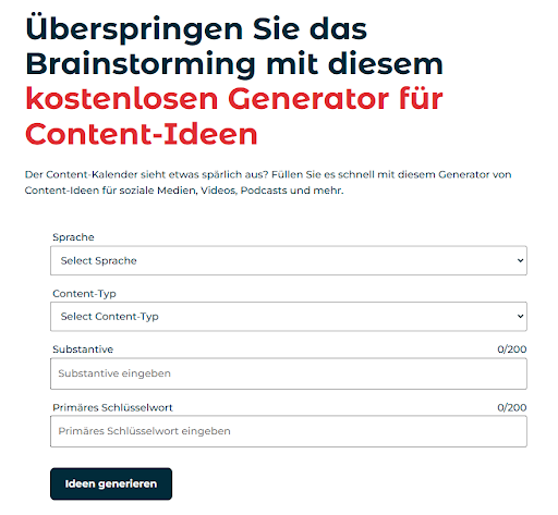 Der Kostenlosengenerator für Content-ideen von Hootsuite