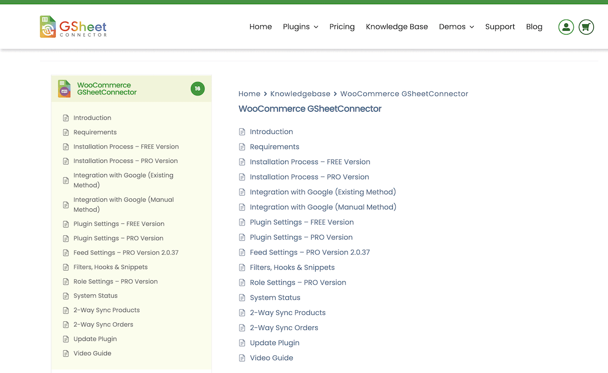 Die Wissensbasis für WooCommerce Google Sheet Connector Pro.