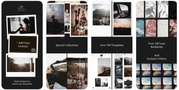 Kollektionen et modèles de storyluxe, une application qui donne un style Vintage à les Stories Instagram