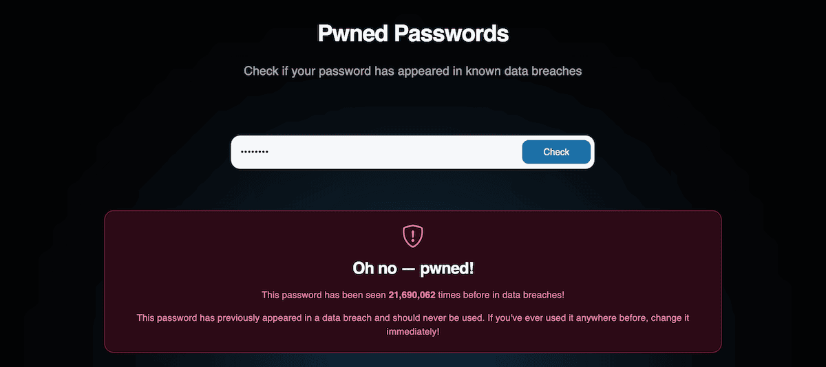 Ich bin pwned gewesen? Website mit der Anzahl der Verstöße gegen ein Passwort.