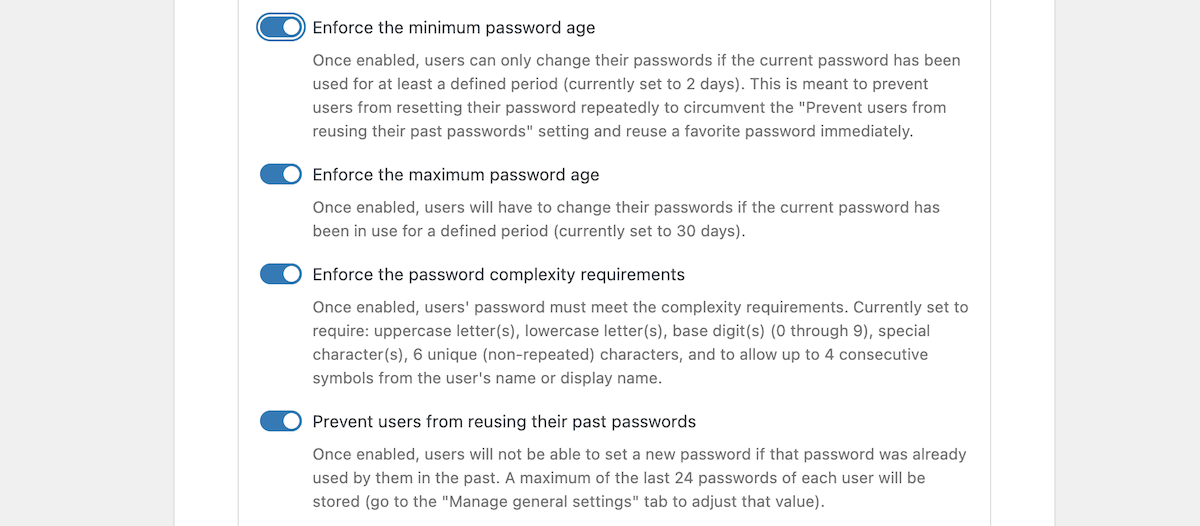 Die WP -Passwort -Richtlinienbehörden kontrollieren.