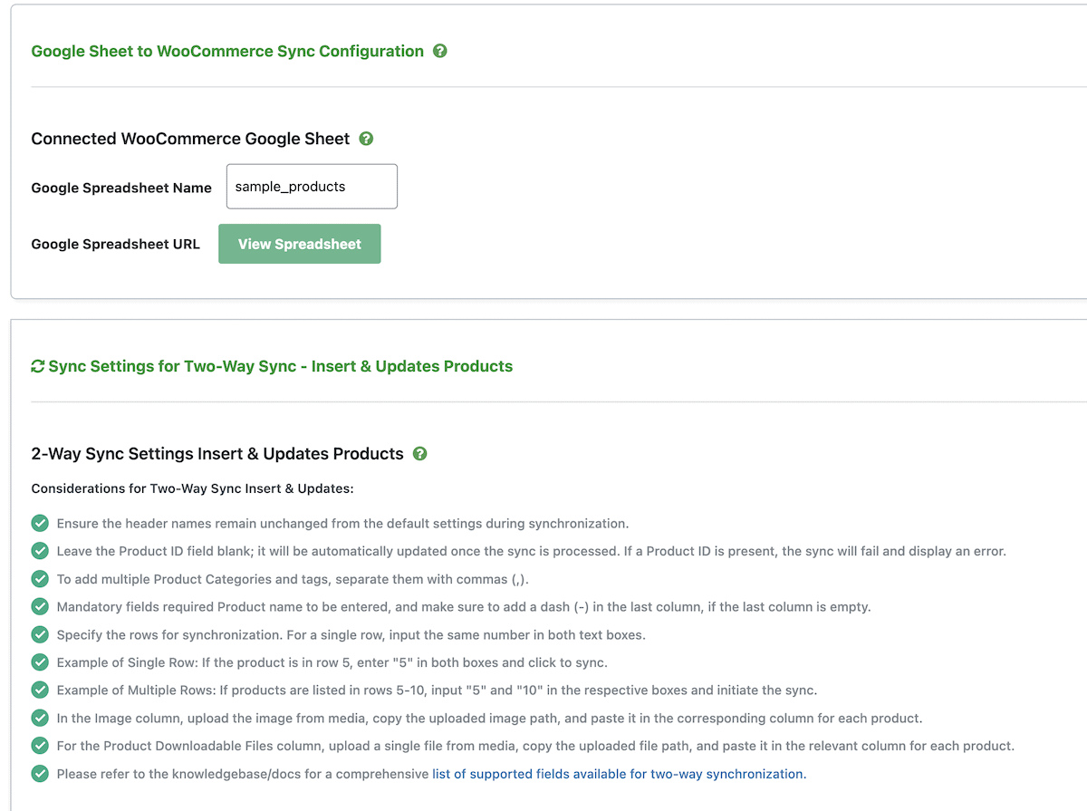 Die Zwei-Wege-Synchronisationsoptionen in WordPress.
