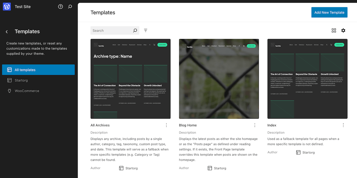 A selection of WordPress.com page templates you can edit or add to your theme.