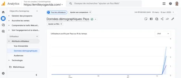 Données Démographiques de Google Analytics: Pays