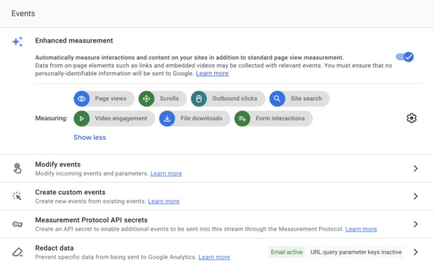 Medición Mejorada de Eventos de Google: Crea Eventos personizados y redacta datos