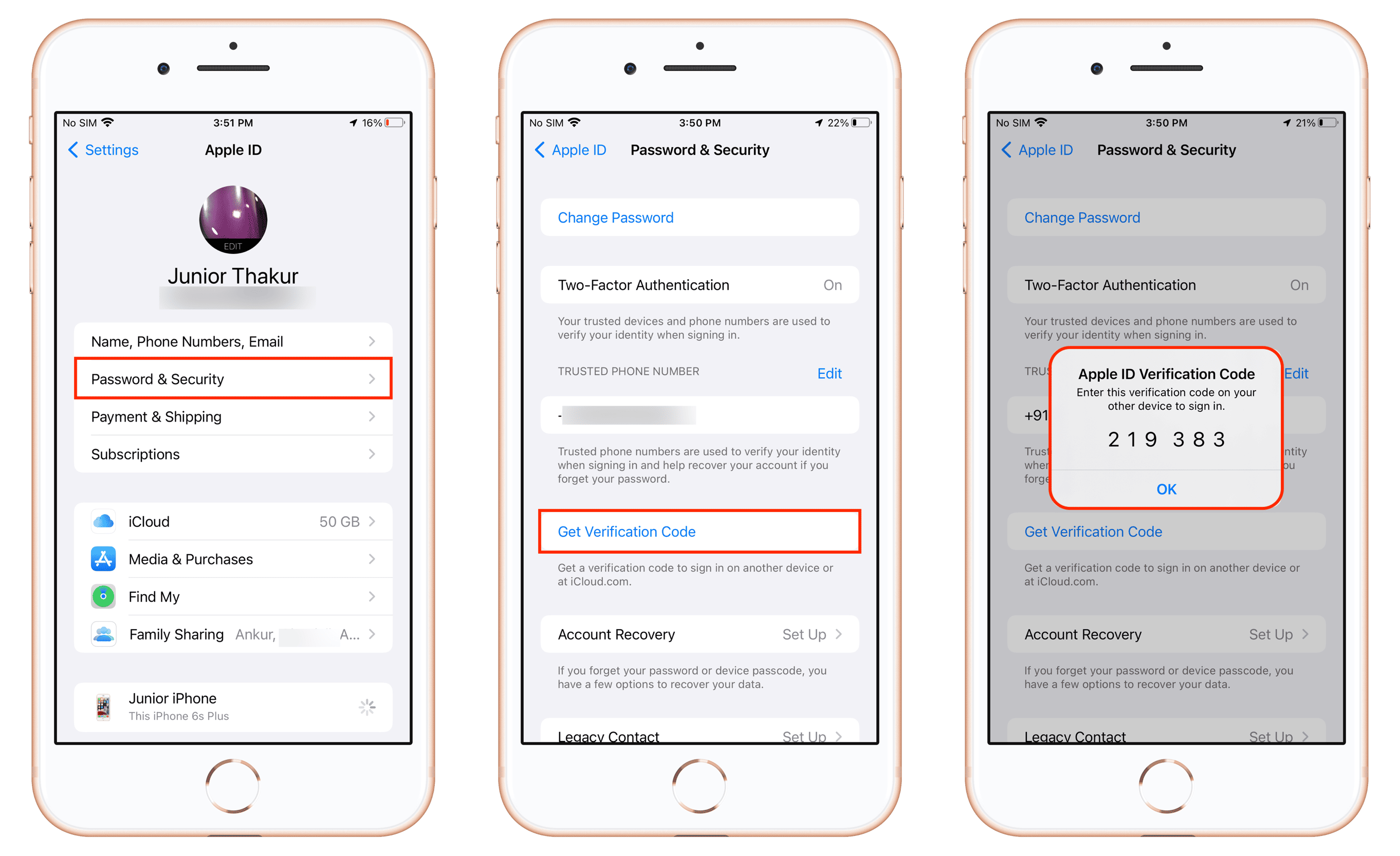 Holen Sie sich den Offline -Verifizierungscode auf dem iPhone, um sich beim Apple -Konto anzumelden