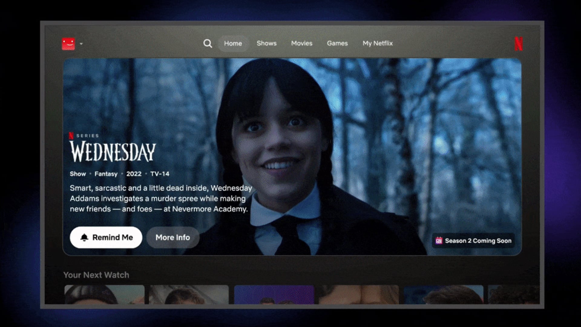 Homepage in Netflix für Apple TV.