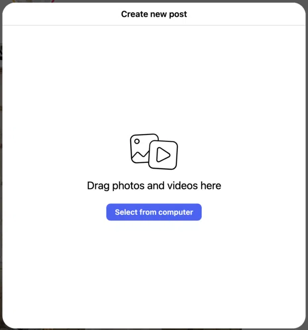 Erstellen Sie einen neuen Beitrag Drag & Drop -Fotos und Videos