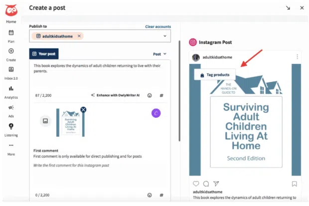 Hootsuite Instagram Post Tag Produkte