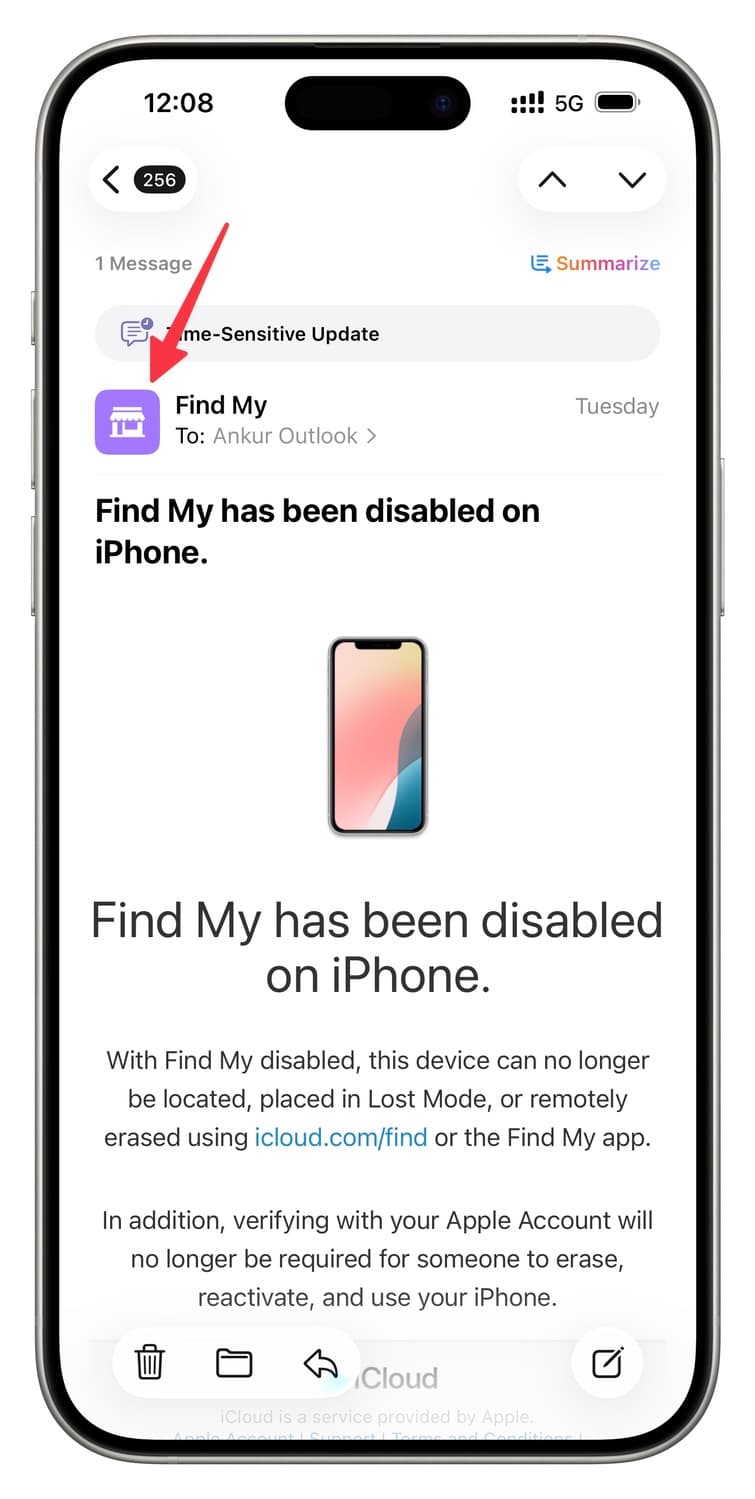 Das Kontaktfoto des Absenders in einer E -Mail auf dem iPhone