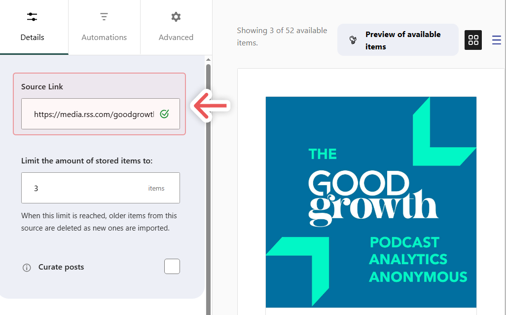 Hinzufügen einer Feed-Quell-URL in WP RSS-Aggregator