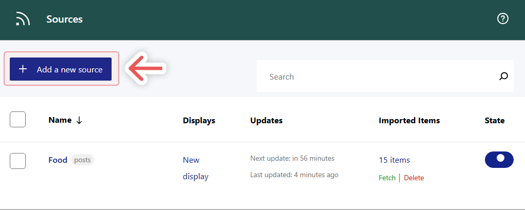Hinzufügen einer neuen Quelle in WP RSS-Aggregator
