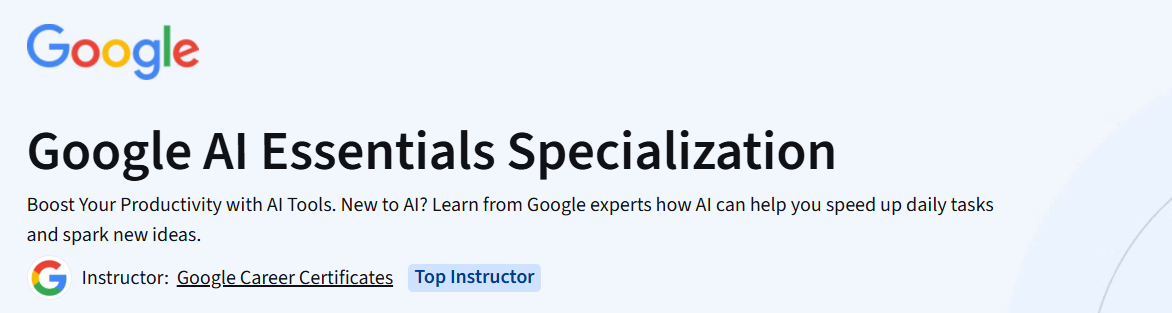 Google AI Essentials Kurs - Coursera
