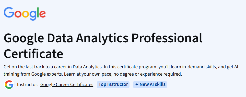 Google Data Analytics Professional Certificate-Coursera-Kurs