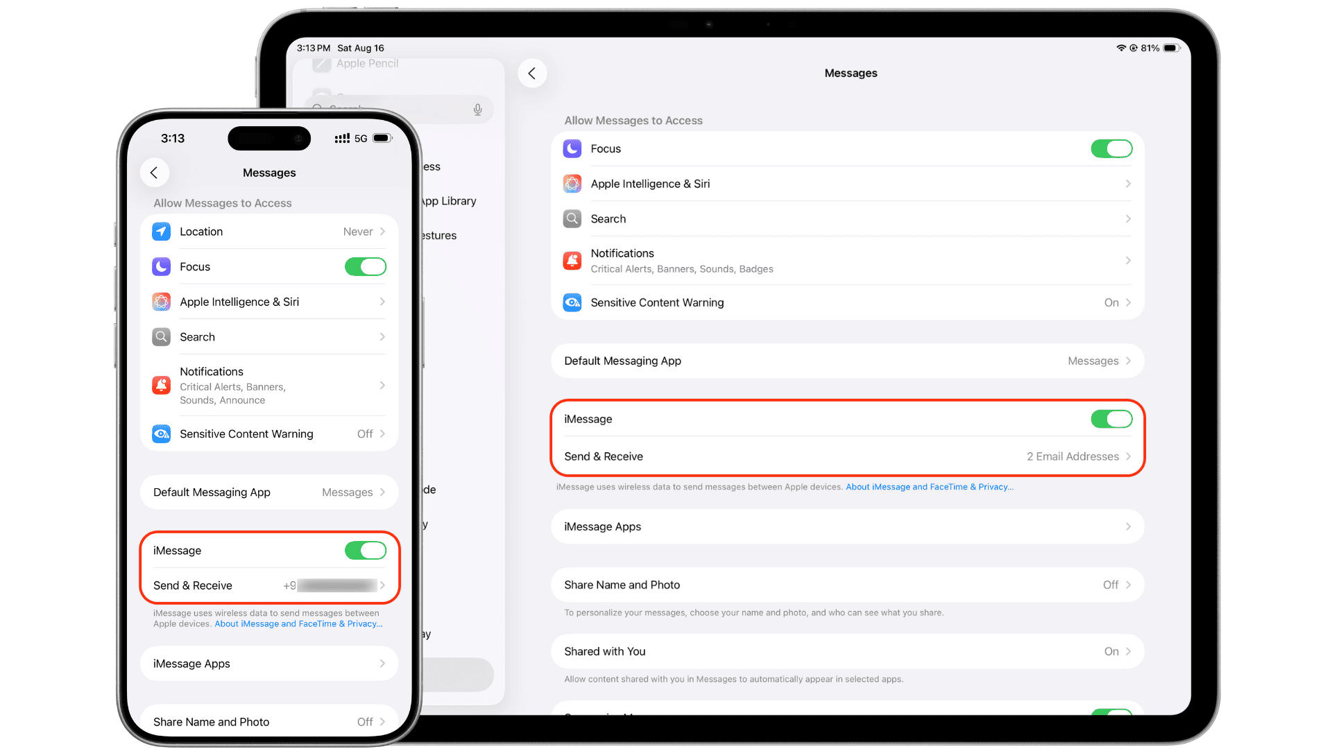 IMESSAGE -Einstellungen auf iPad und iPhone