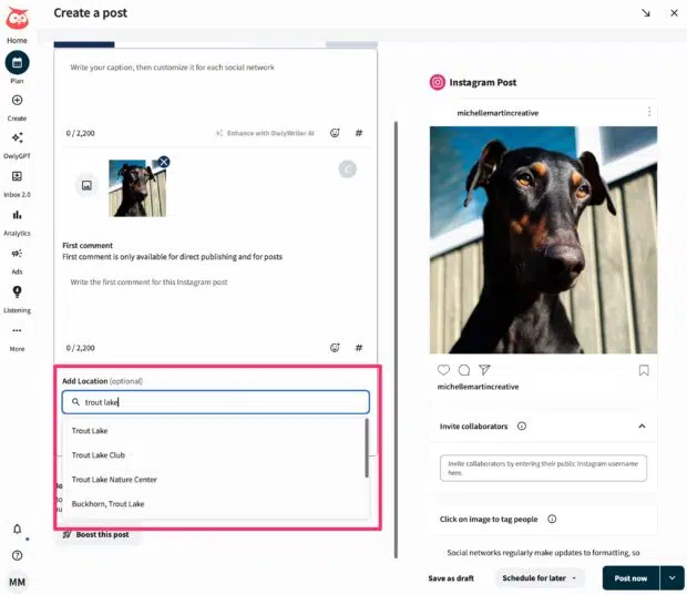 Erstellen Sie einen Post Hootsuite Instagram Post