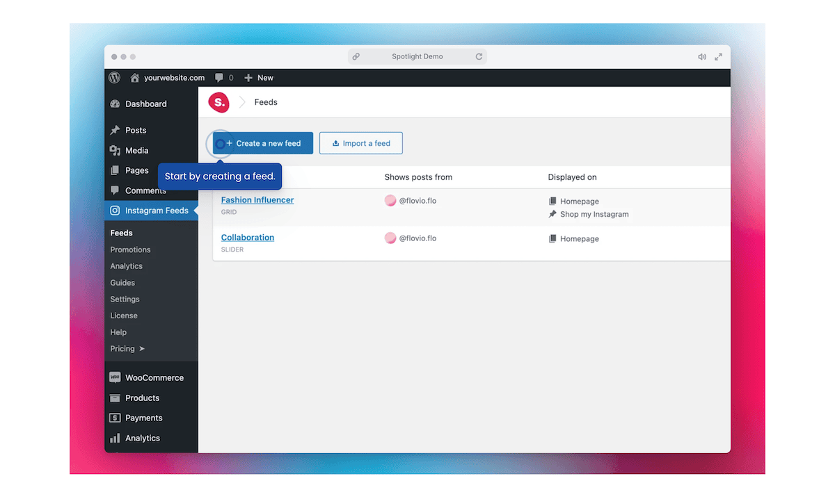 Der Bildschirm des Spotlight-Plugin-Demo.