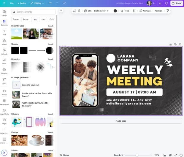 Canva Weekly Team Meeting Vorlage