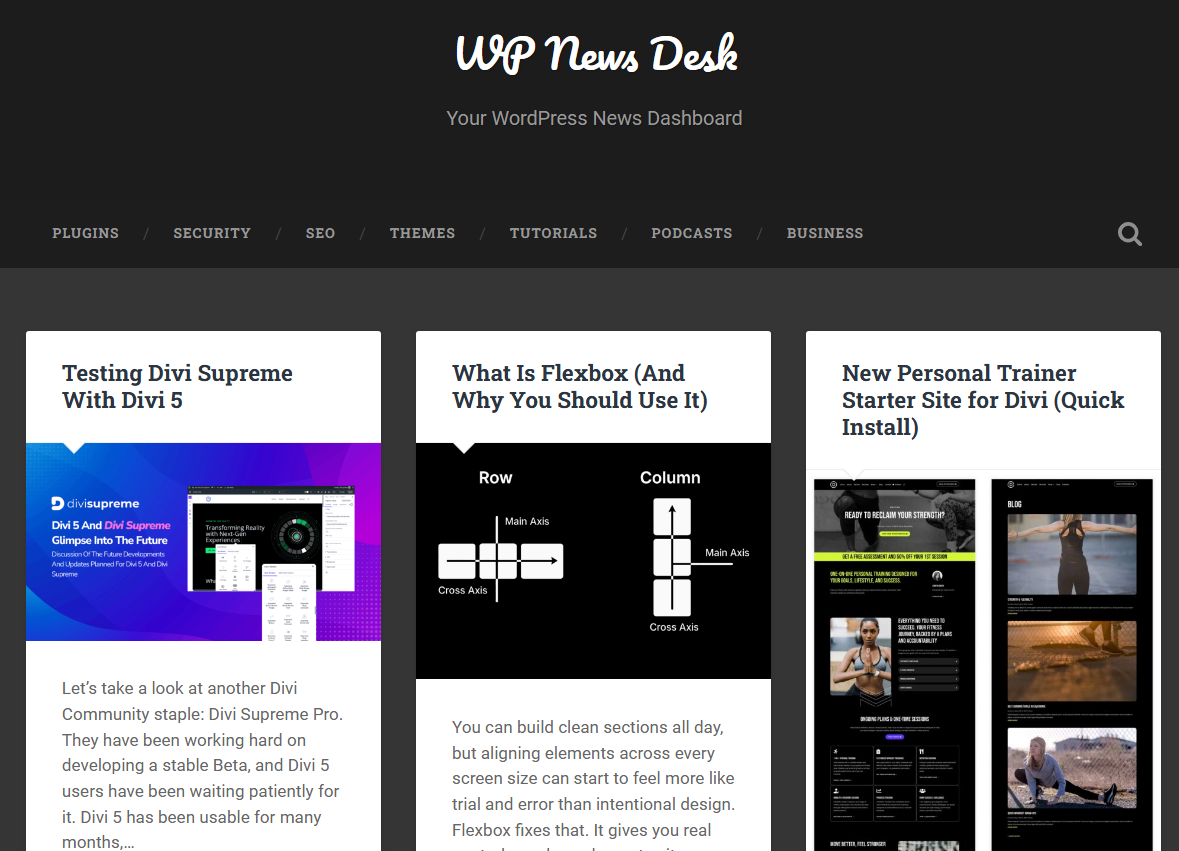 Die WP News Desk-Website
