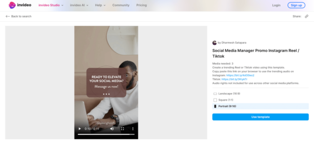 Gestionnaire de Publicités Pour Réseaux Sociaux Sur Invideo