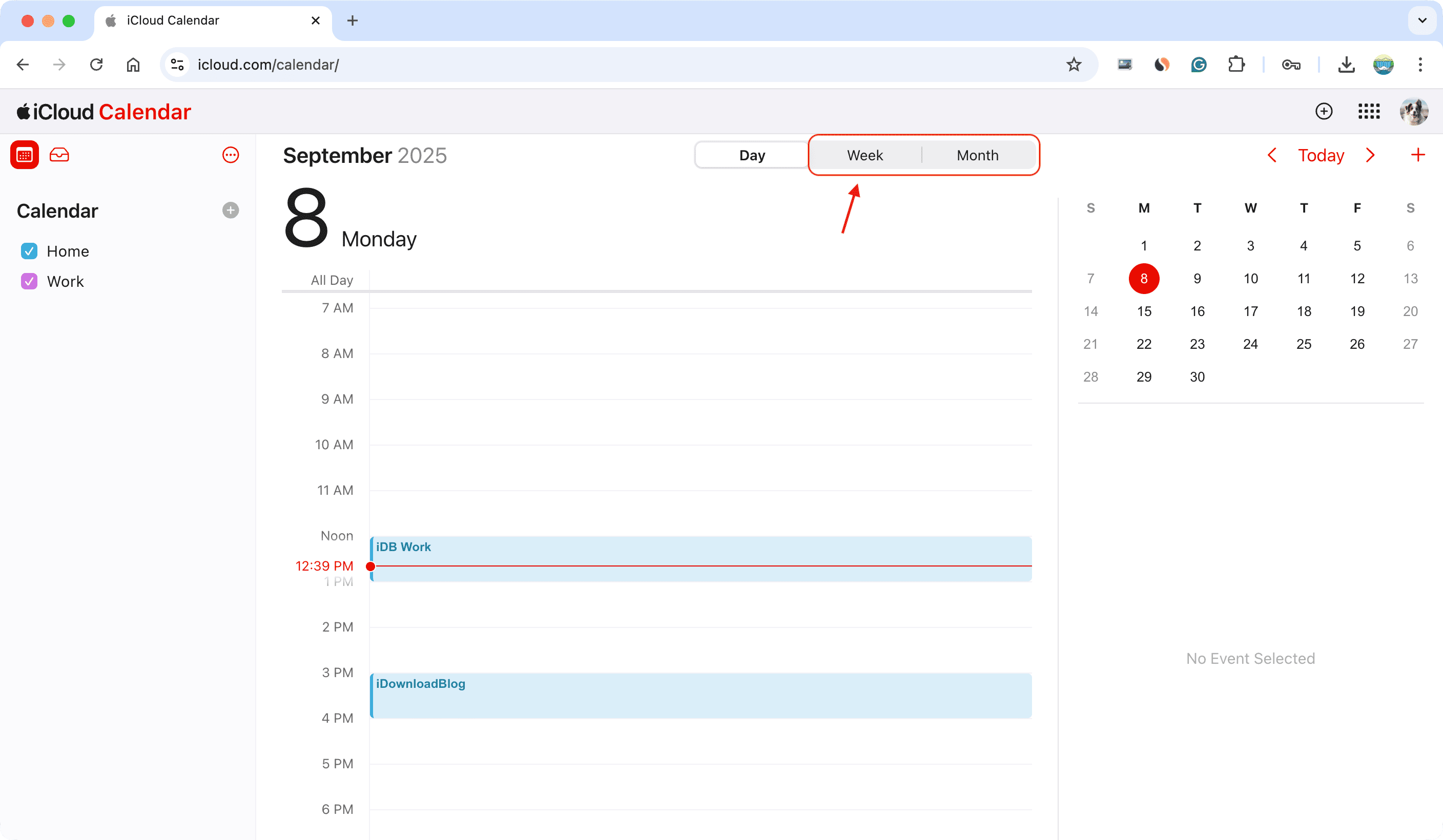 Kalenderereignisse im iCloud -Web