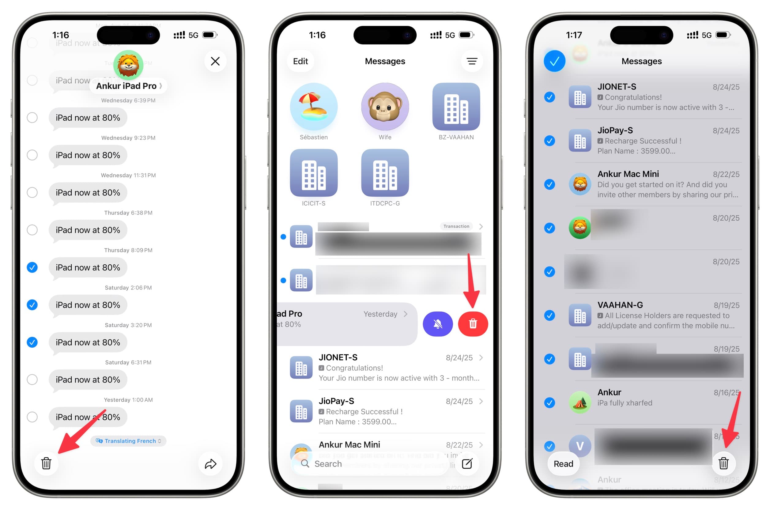 Deleting messages from iPhone
