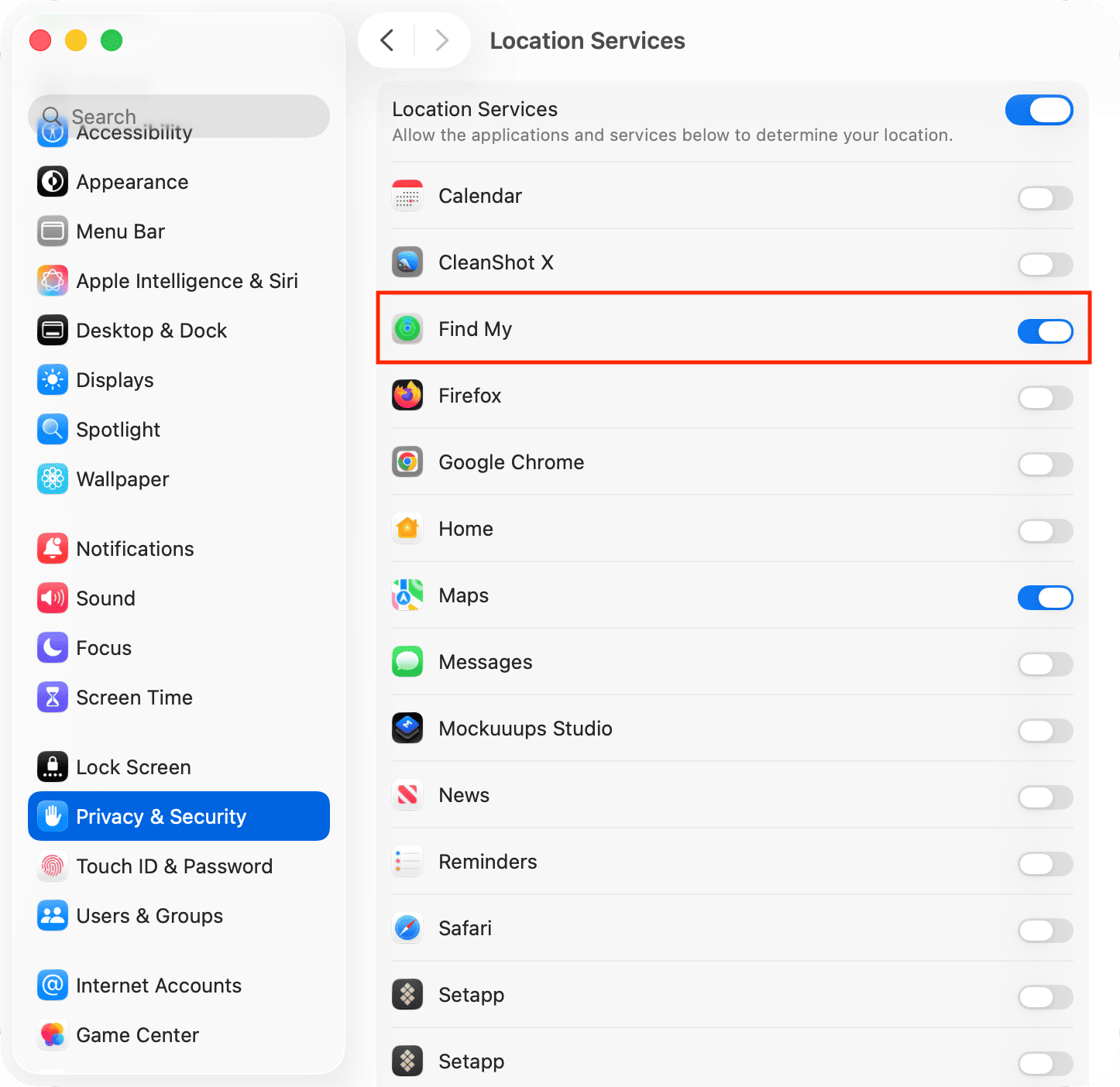 Finden Sie meinen Standort auf Mac