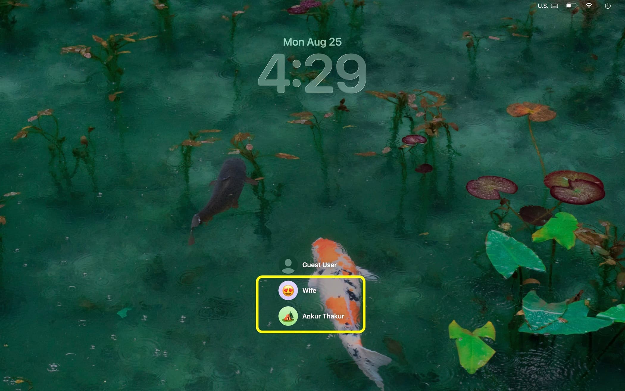 Die Benutzerkonten meiner und die Benutzerkonten meiner Frau auf demselben MacBook