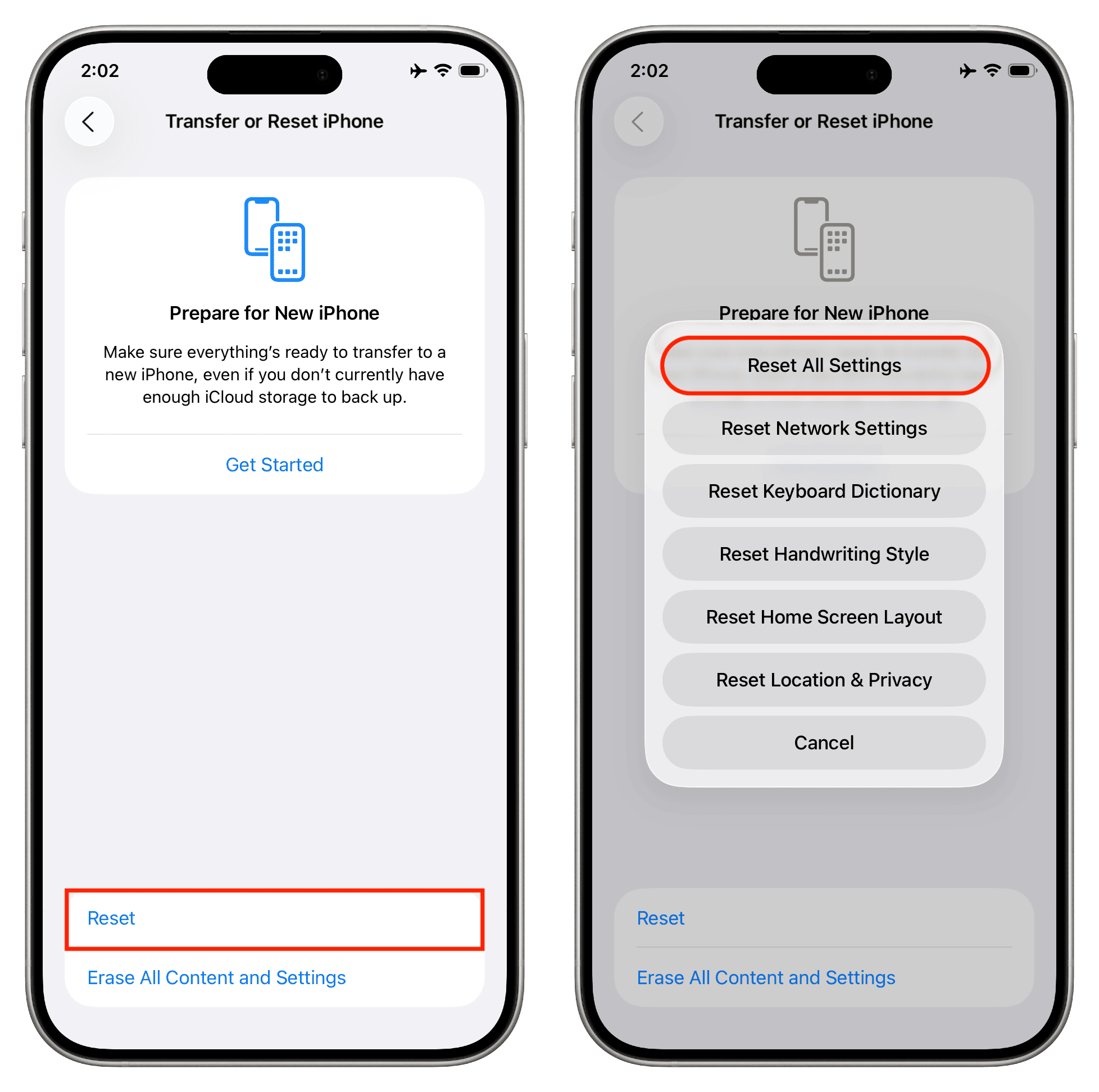 Setzen Sie alle Einstellungsoptionen auf dem iPhone zurück