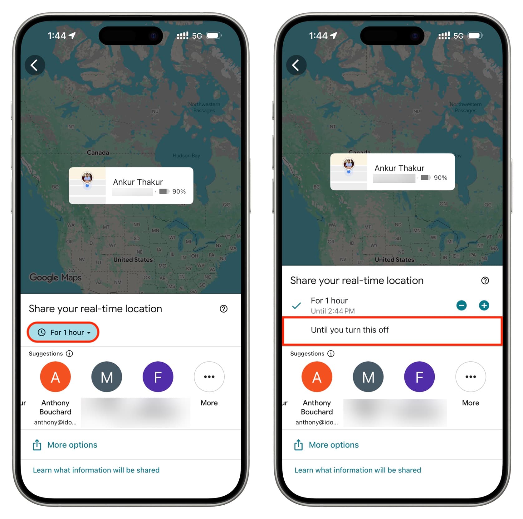 Teilen Sie Ihren Echtzeit-Standort, bis Sie ihn von Google Maps auf dem iPhone ausschalten