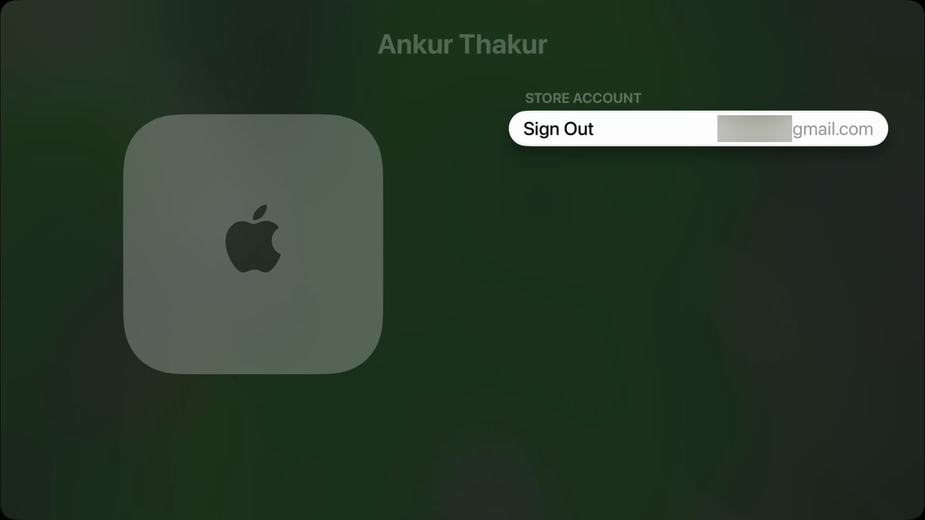 Unterzeichnung eines Apple Store -Konto bei Apple TV