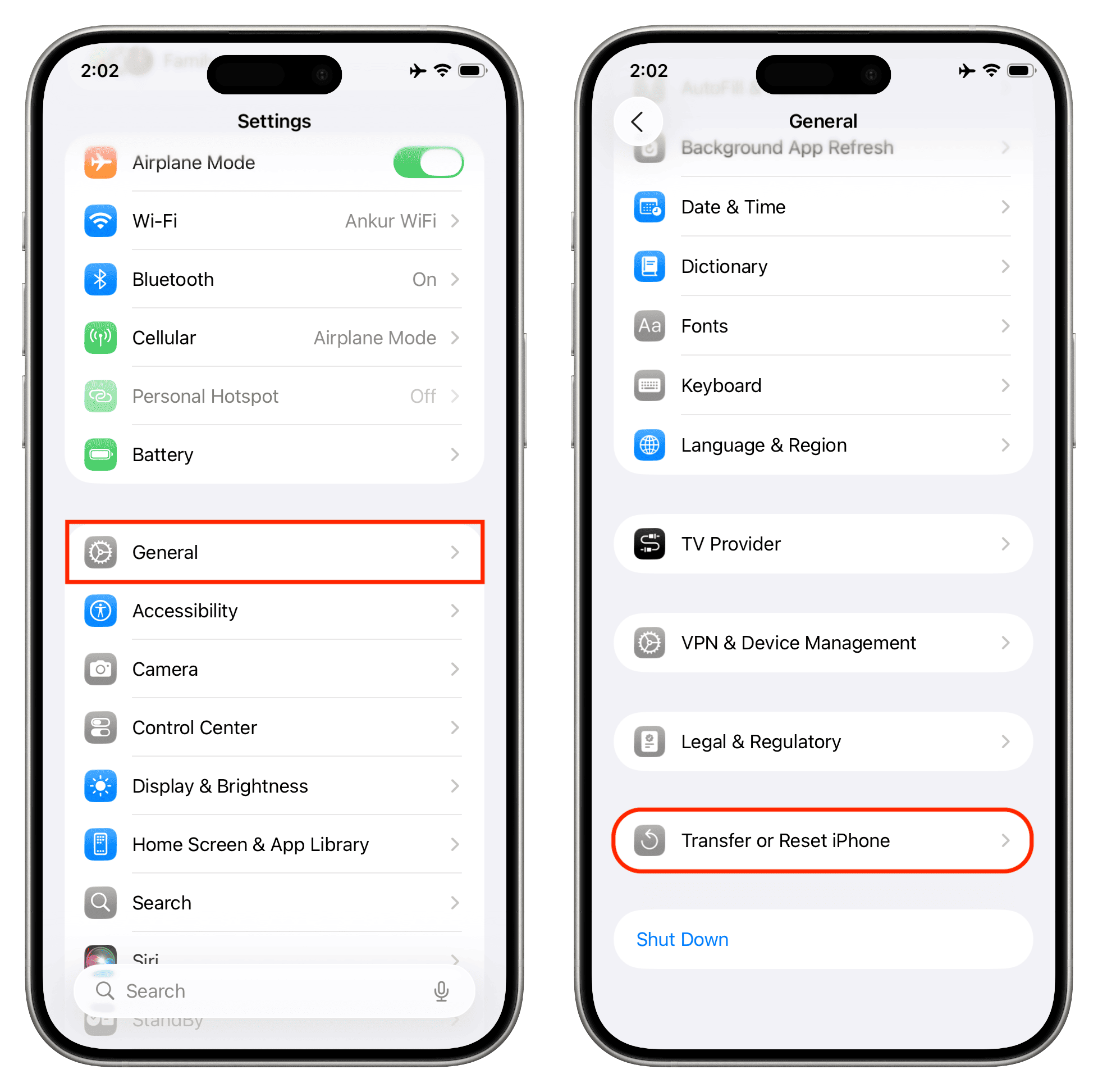 IPhone in iOS -Einstellungen übertragen oder zurücksetzen