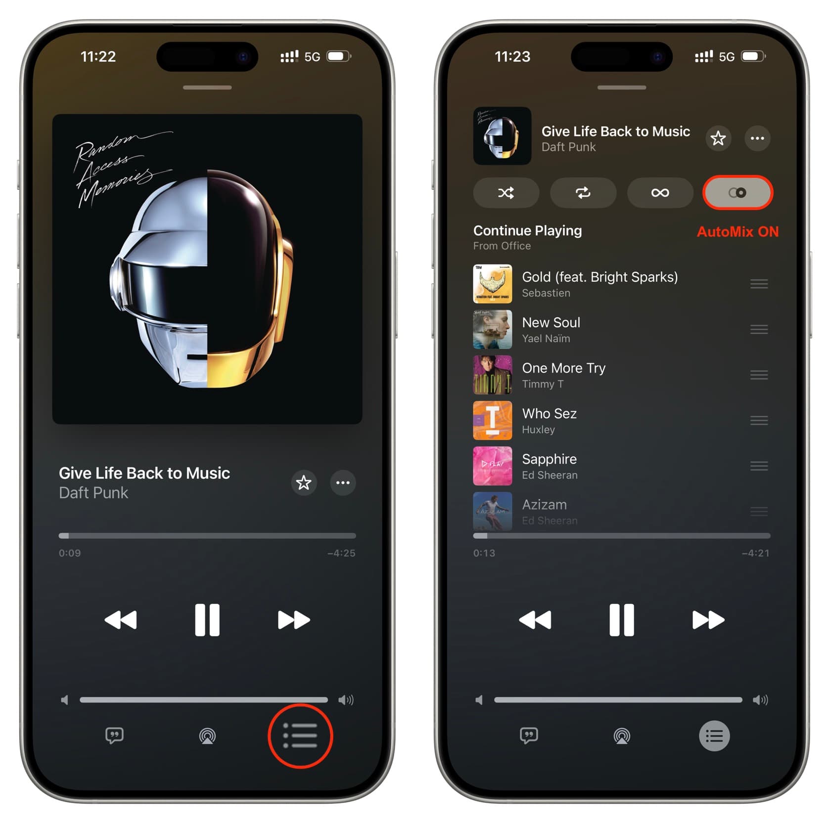 Automatix in Music App auf dem iPhone einschalten