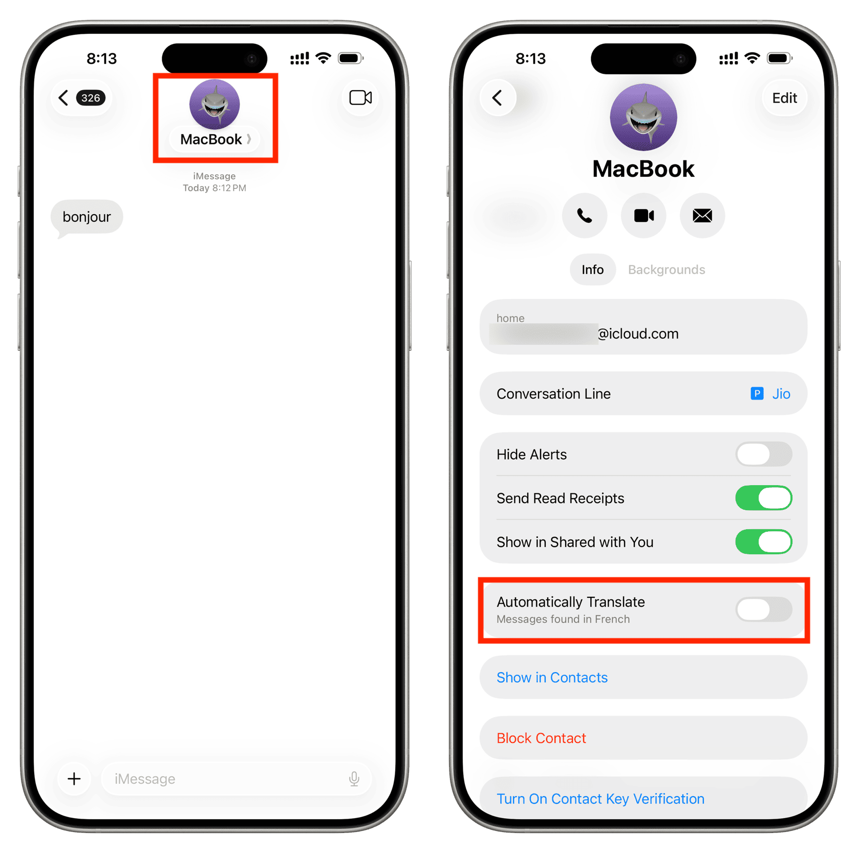 Das Einschalten automatisch in der iPhone -Nachrichten -App übersetzen