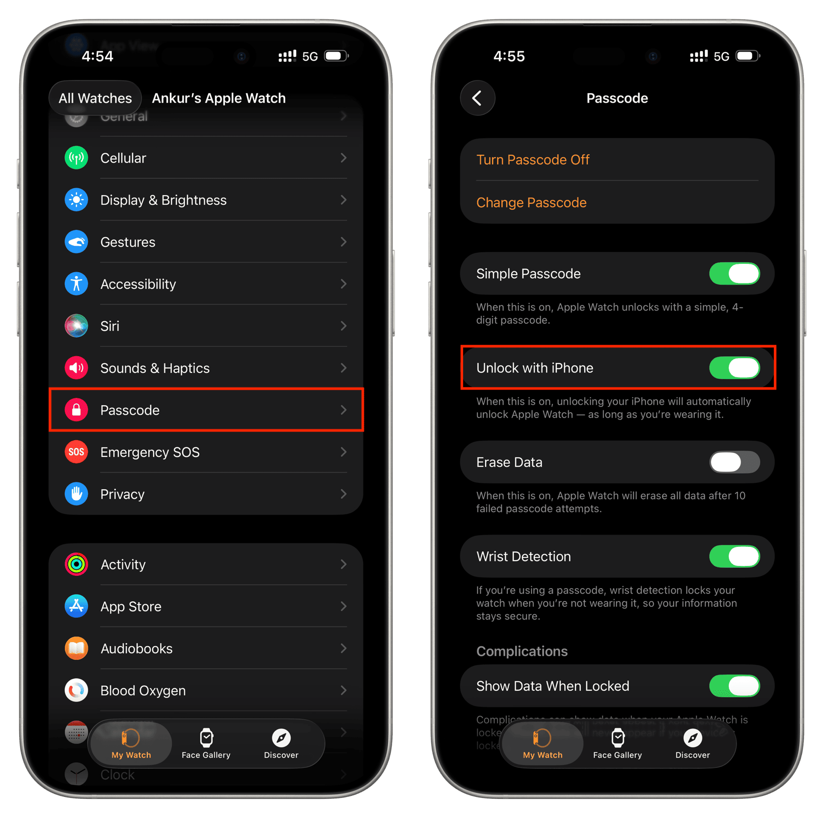 Schalte mit dem iPhone in Apple Watch App frei