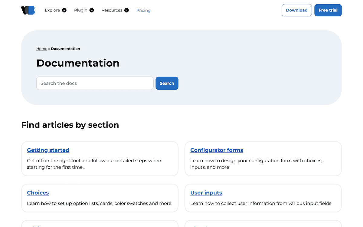 Die WCB Configuration Builder -Dokumentationsseiten.