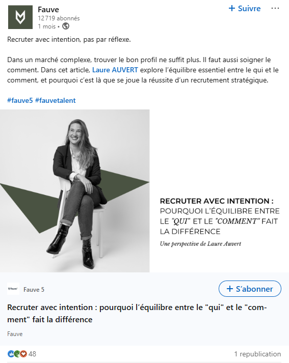 Artikel Linkedin de fauve sur le rekrutiert