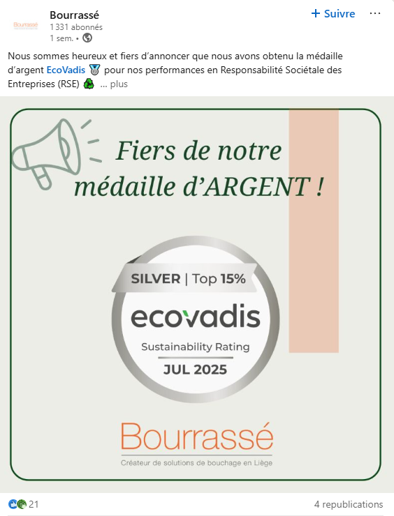 Bourrassé Annonce dans un post linkedin que l'untern