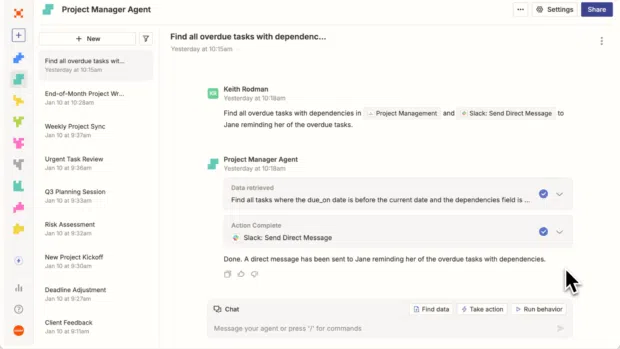 Zapier -Organisation Taras Con su Agente de Projektmanagement